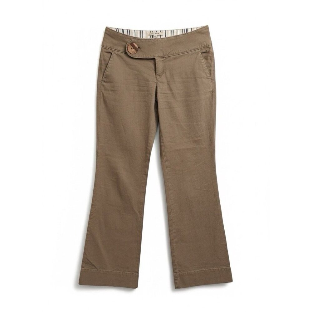 Free People Womens Brown Wide Waistband Flare Leg Pants Sz‎ 2 Casual Boho Retro - Picture 2 of 4
